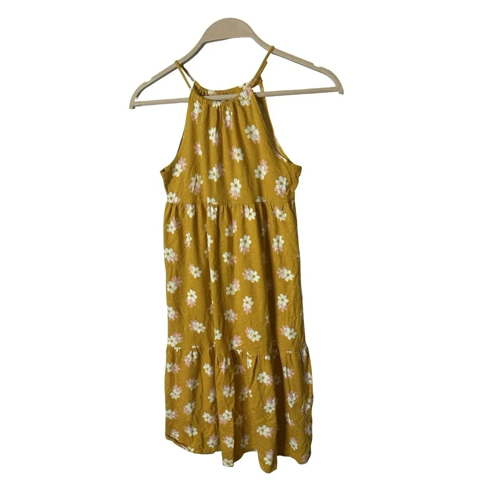 Billabong sz small 6-7 yellow floral sleeveless maxi dress‎ girls
